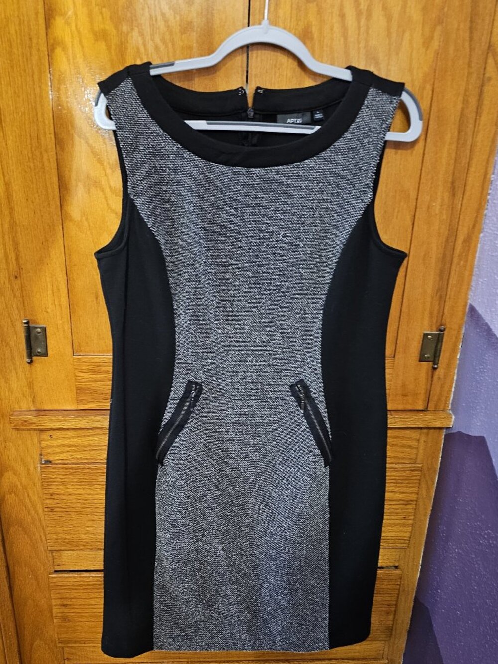 APT. 9 Black & White Textured Tweed Illusion Sheath Dress Size L